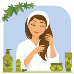 Woman Using Cannabis Oil Hair Products Sticker