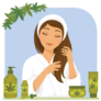 Woman Using Cannabis Oil Hair Products Sticker