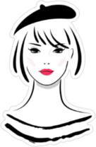Woman Wearing French Hat Sticker