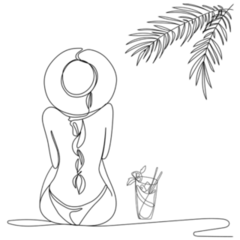 Woman With A Cocktail On The Beach Travel Sticker