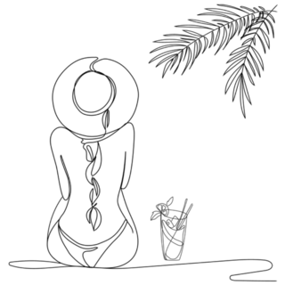 Woman With A Cocktail On The Beach Travel Sticker