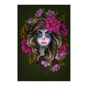 Woman With Calavera Makeup for Day Of The Dead Sticker