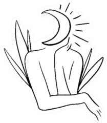 Woman With Moon In Her Head Boho Drawing Sticker