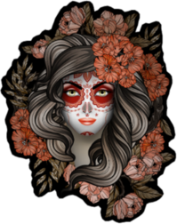 Woman With Red Calavera Makeup Sticker