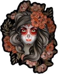 Woman With Red Calavera Makeup Sticker