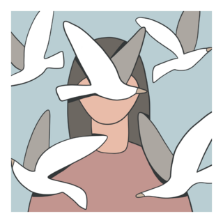 Woman With Seagull Flying Sticker