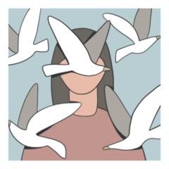 Woman With Seagull Flying Sticker