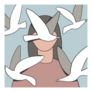 Woman With Seagull Flying Sticker