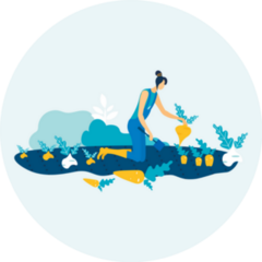 Woman With Spade In Hand On Garden Bed Sticker