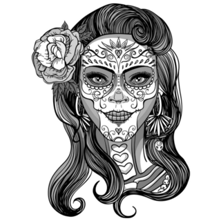 Woman With Sugar Skull Makeup, Day Of The Dead