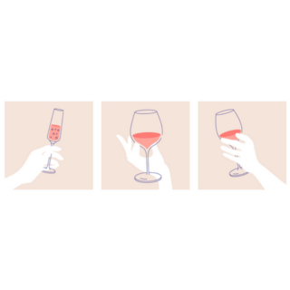 Woman’s Hand Holding Glass Of White, Red And Sparkling Wine Sticker