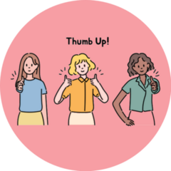 Women Doing Thumb Ups Lettering Sticker