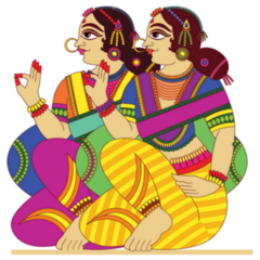 Women From Royal Families Drawn In Madhubani Kalamkari Sticker