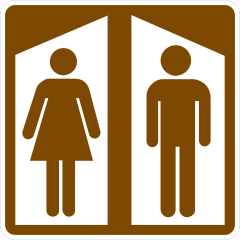 Women Then Men Restrooms Sticker