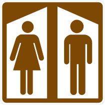 Women Then Men Restrooms Sticker