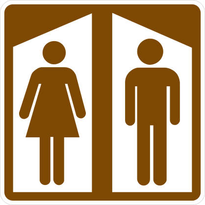 Women Then Men Restrooms Sticker