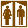 Women Then Men Restrooms Sticker