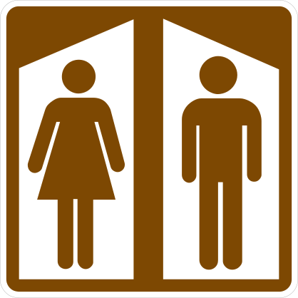Women Then Men Restrooms Sticker