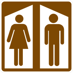 Women Then Men Restrooms Sticker
