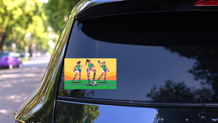 Womens Football Team Sticker on a Rear Car Window (New) example