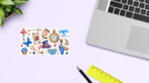 Wonderland Sticker Sheet on a Desk (New) example