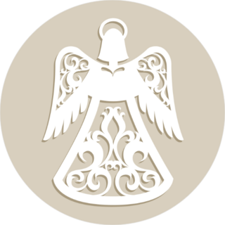 Wood Carved Christmas Angel Sticker