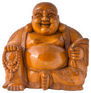 Wood Smiling Buddha Sticker