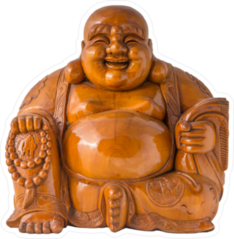 Wood Smiling Buddha Sticker