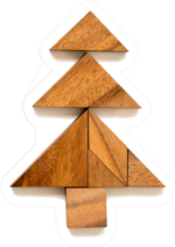 Wood Tangram Puzzle In Christmas Tree Shape Sticker