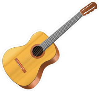 Wooden Acoustic Guitar Sticker