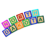 Wooden Block Letters Spelling North Dakota Sticker