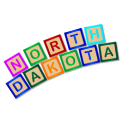 Wooden Block Letters Spelling North Dakota Sticker