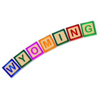 Wooden Blocks Spelling Wyoming Sticker