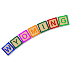 Wooden Blocks Spelling Wyoming Sticker