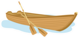 Wooden Boat With Oars Illustration Sticker