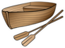 Wooden Boat With Oars Sticker