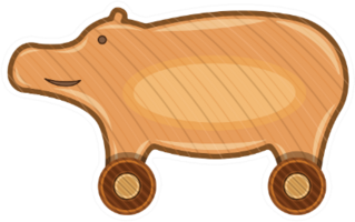 Wooden Hippo Icon Sticker