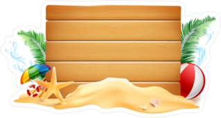 Wooden Sign On The Beach Sticker
