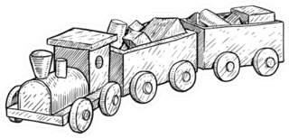 Wooden Toy Train Illustration Sticker