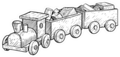 Wooden Toy Train Illustration Sticker