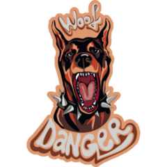 Woof Danger Doberman Sticker