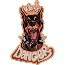 Woof Danger Doberman Sticker