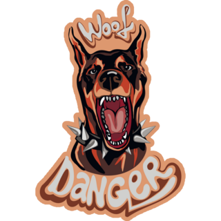 Woof Danger Doberman Sticker