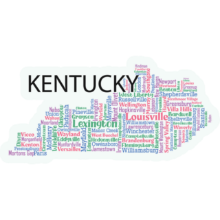 Word Art Cities In The State Of Kentucky Sticker