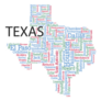 Word Art Counties And Major Cities In The State Of Texas Sticker