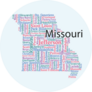 Word Art Map  Of Missouri. Sticker