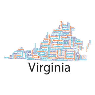 Word Art Map The State Of Virginia Sticker