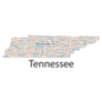 Word Cloud Art Including All Counties In Tennessee Sticker
