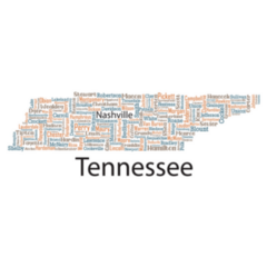 Word Cloud Art Including All Counties In Tennessee Sticker