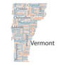 Word Cloud Art Map Of Vermont Sticker